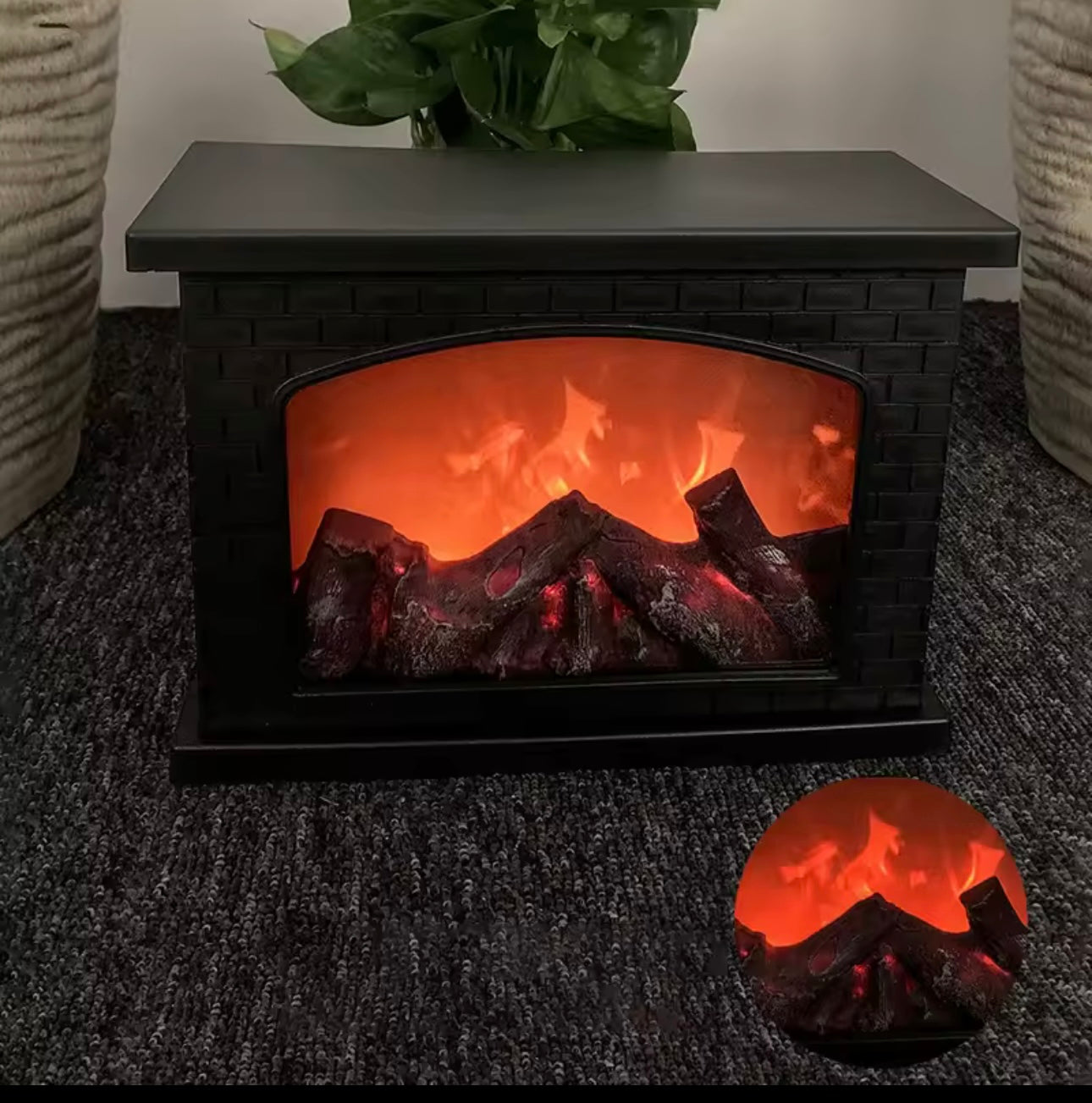 Fireplace Flame Light, Charcoal style LED Table Lights, USB or Battery Power Lamp, for Holiday Winter Gift Party Warm Home Decor