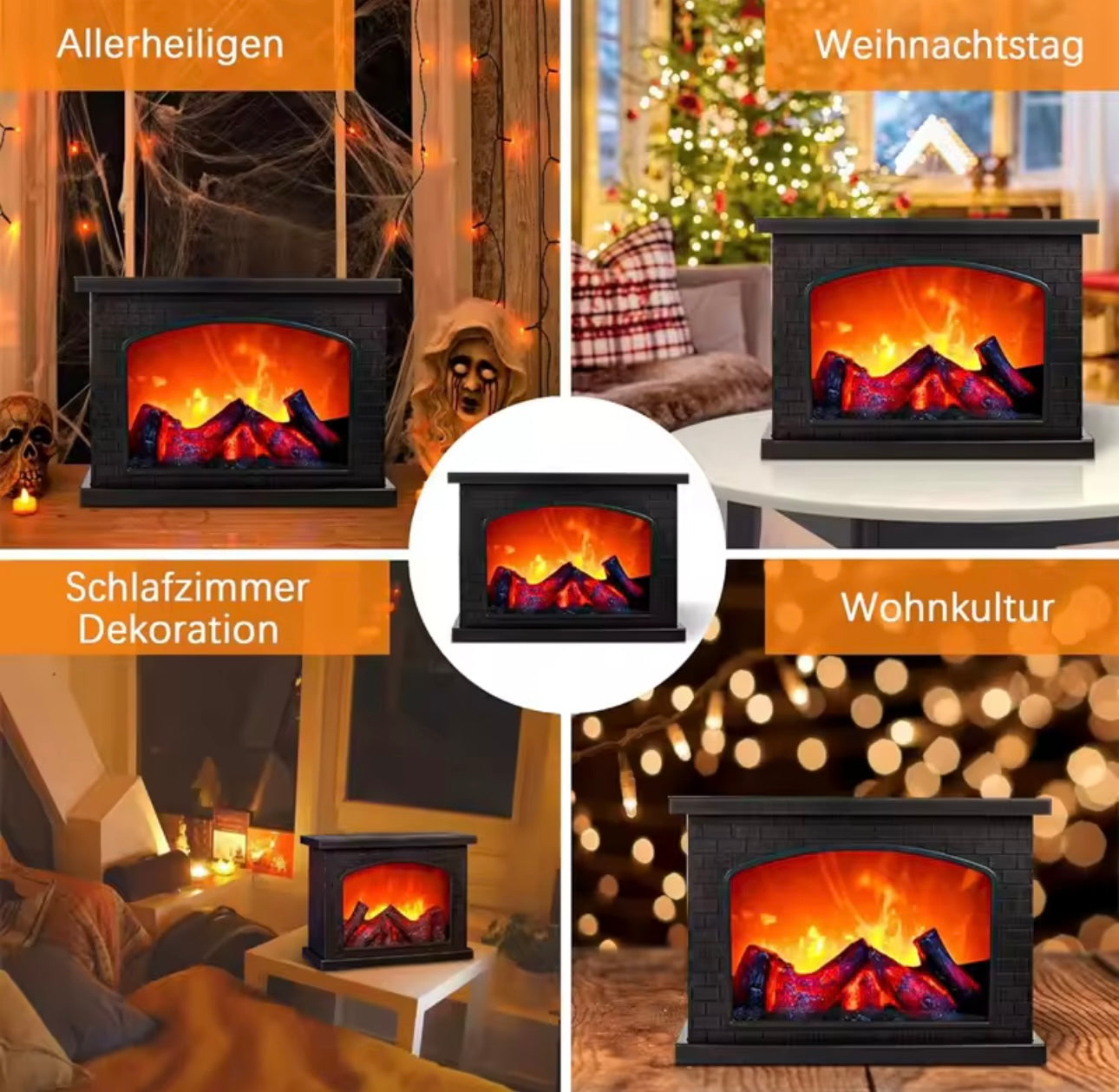 Fireplace Flame Light, Charcoal style LED Table Lights, USB or Battery Power Lamp, for Holiday Winter Gift Party Warm Home Decor