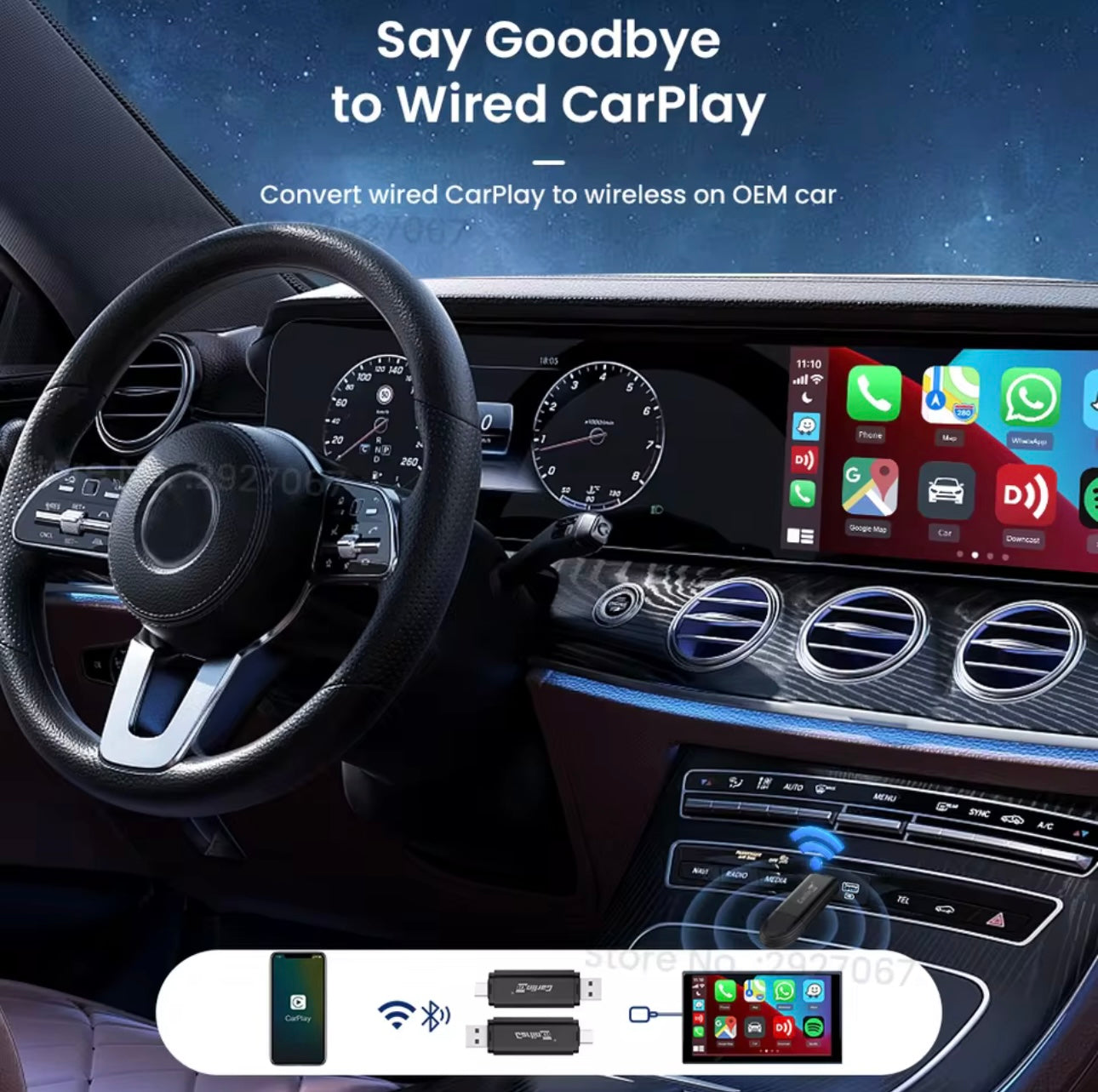 CarlinKit MINI 5.0 Pro Wireless CarPlay Adapter Plug & Play Smart CarPlay Box USB Dongle for OEM Car WiFi Bluetooth