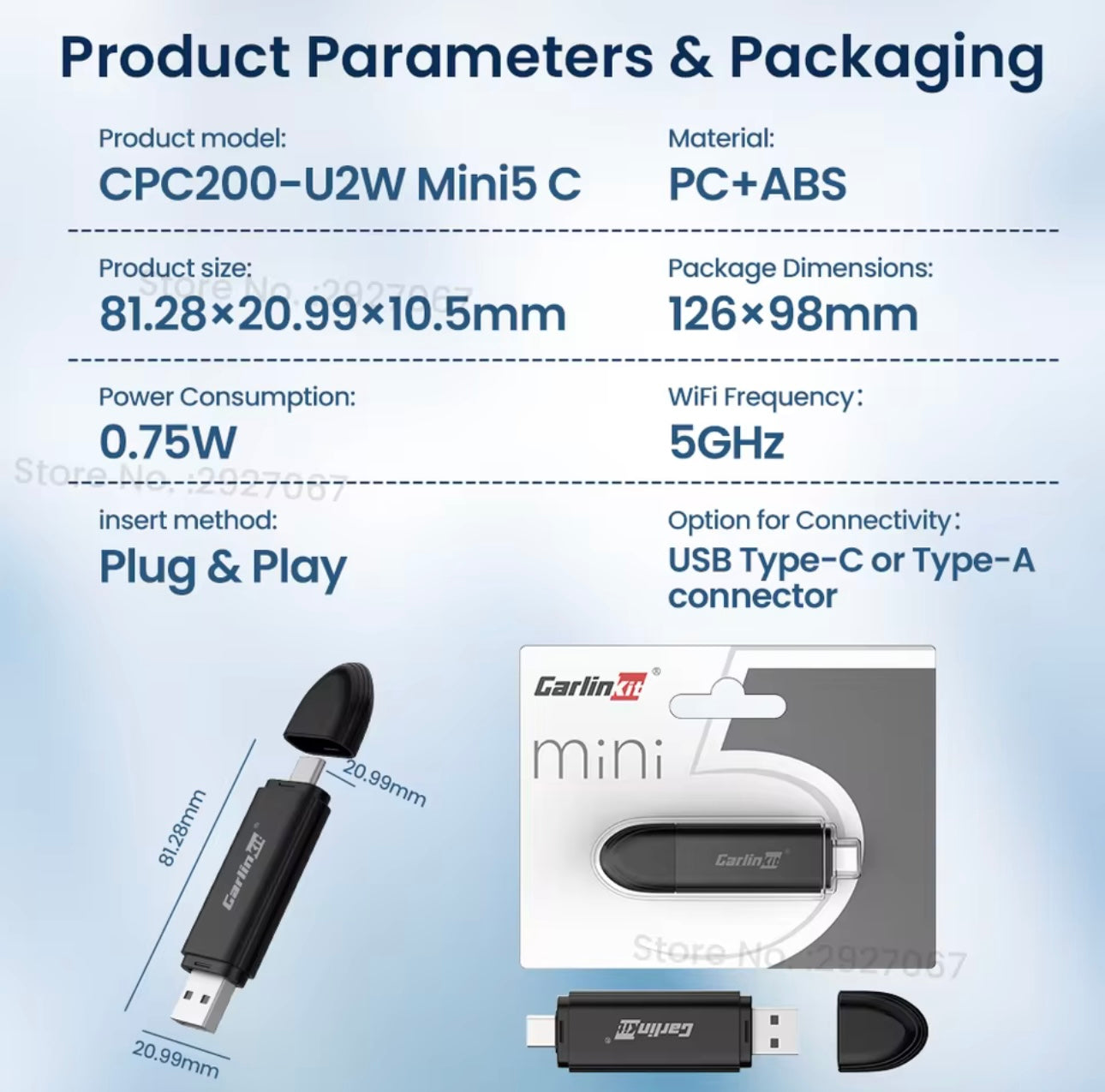 CarlinKit MINI 5.0 Pro Wireless CarPlay Adapter Plug & Play Smart CarPlay Box USB Dongle for OEM Car WiFi Bluetooth